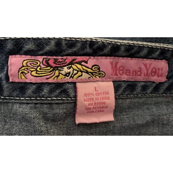 Vintage Me and You Women’s Tiered Blue Denim Midi Skirt Raw Edges Size Large - Picture 4 of 4